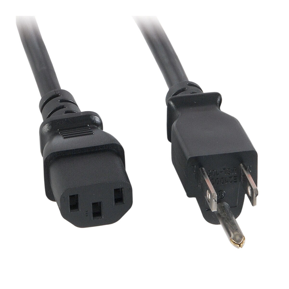 Ac Power Cord Nema 5 15p To Iec 60320 C13 14 Awg 3c 15a Sjt Black 15 Ft